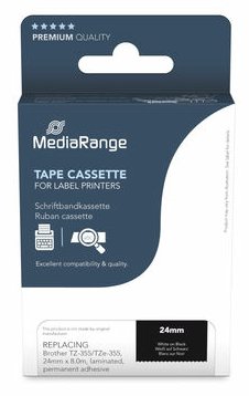 MEDIARANGE Schriftbandka. Brother TZ-355/TZe-355 24mm 8m ws