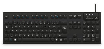 MEDIARANGE Tastatur mit Kabel Hygiene schwarz - Tastatur - TL: Deutsch, QWERTZ