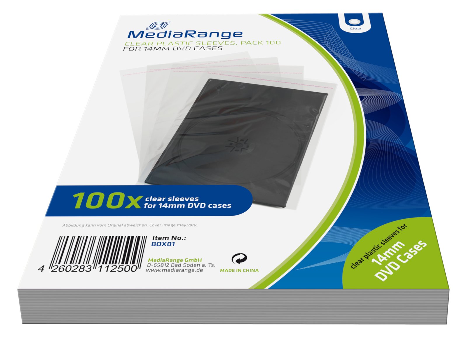 MEDIARANGE Zubehör CD-/DVD-Rohlinge - Schutzhülle - 1 Disks - Transparent - Kunststoff - Kunststoff - Wasserdicht