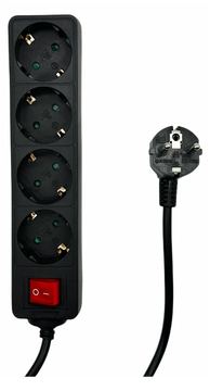MicroConnect 4-way Schuko Socket on/off switch Black - Steckdosenleiste von LumaTech
