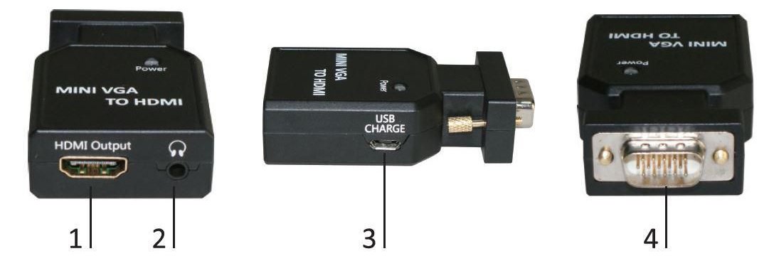 MicroConnect Mini VGA to HDMI Converter - Videokonverter