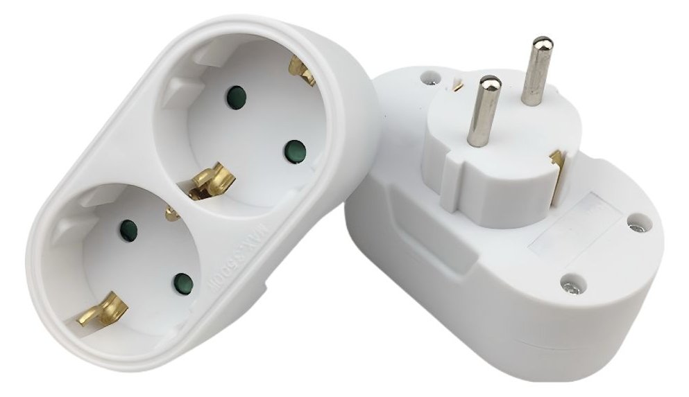 MicroConnect Schuko power splitter with 2 ways White