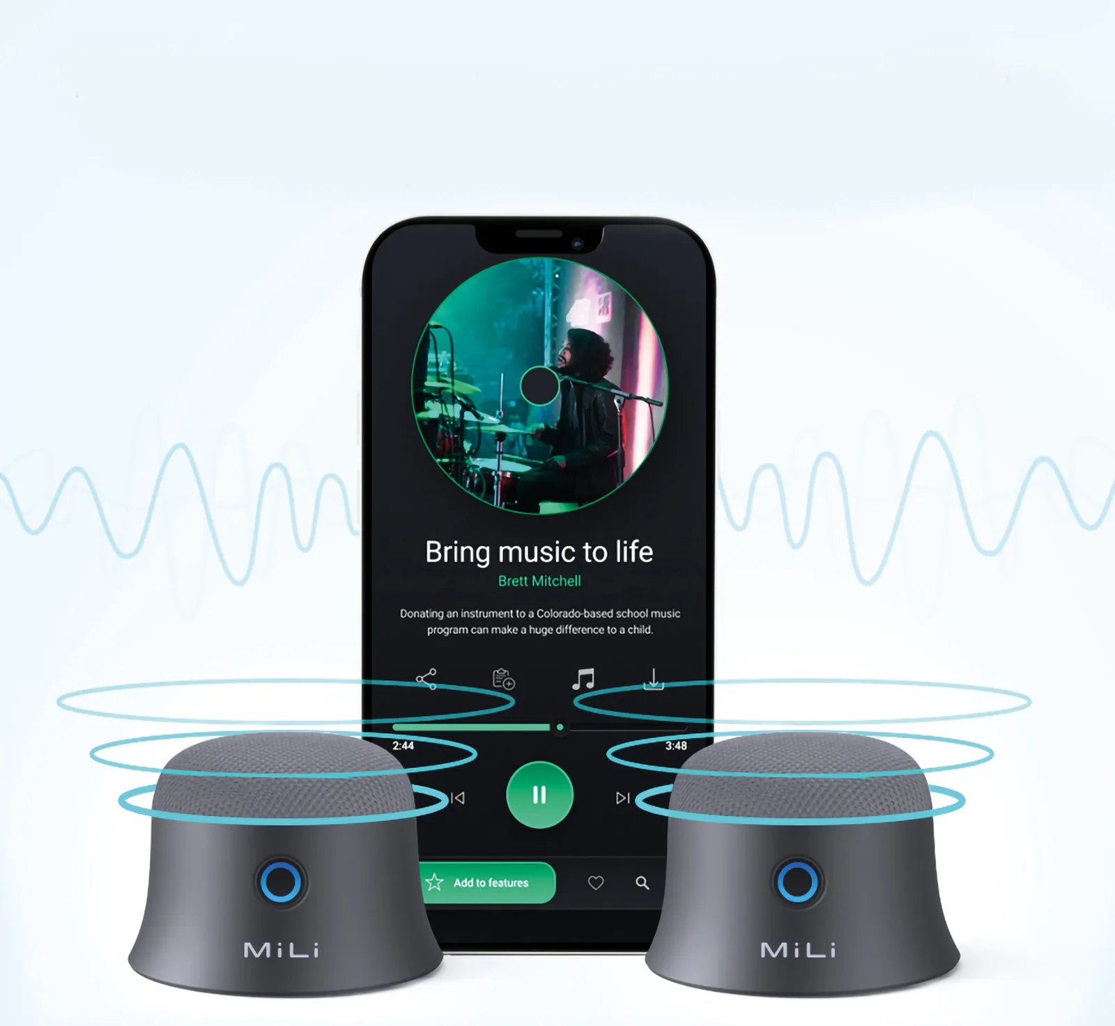 Ultron MiLi Mag-SoundMate - Lautsprecher - tragbar - kabellos - Bluetooth - 3 Watt - Schwarz (Packung mit 2), Ansicht 3