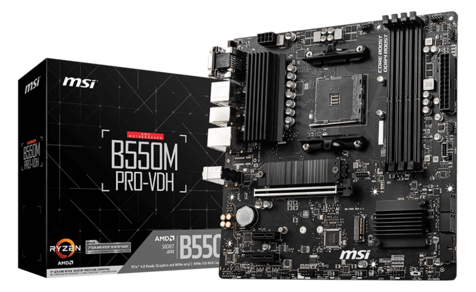MSI B550M PRO-VDH - Motherboard - micro ATX - Socket AM4 - AMD B550 Chipsatz - USB-C Gen1, USB 3.2 Gen 1 - Gigabit LAN