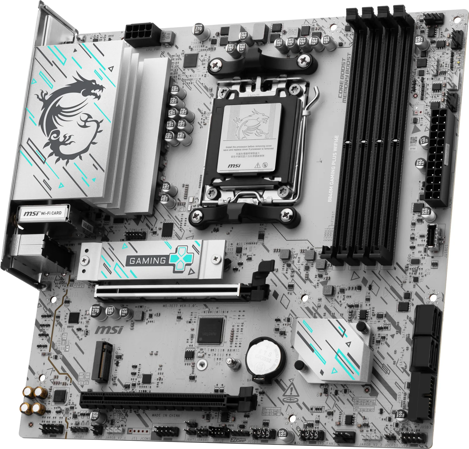 MSI B840M GAMING PLUS WIFI6E - Motherboard - micro ATX - Socket AM5 - AMD B840 Chipsatz - 2.5GB LAN, Wi-Fi 6E, Bluetooth, Ansicht 4
