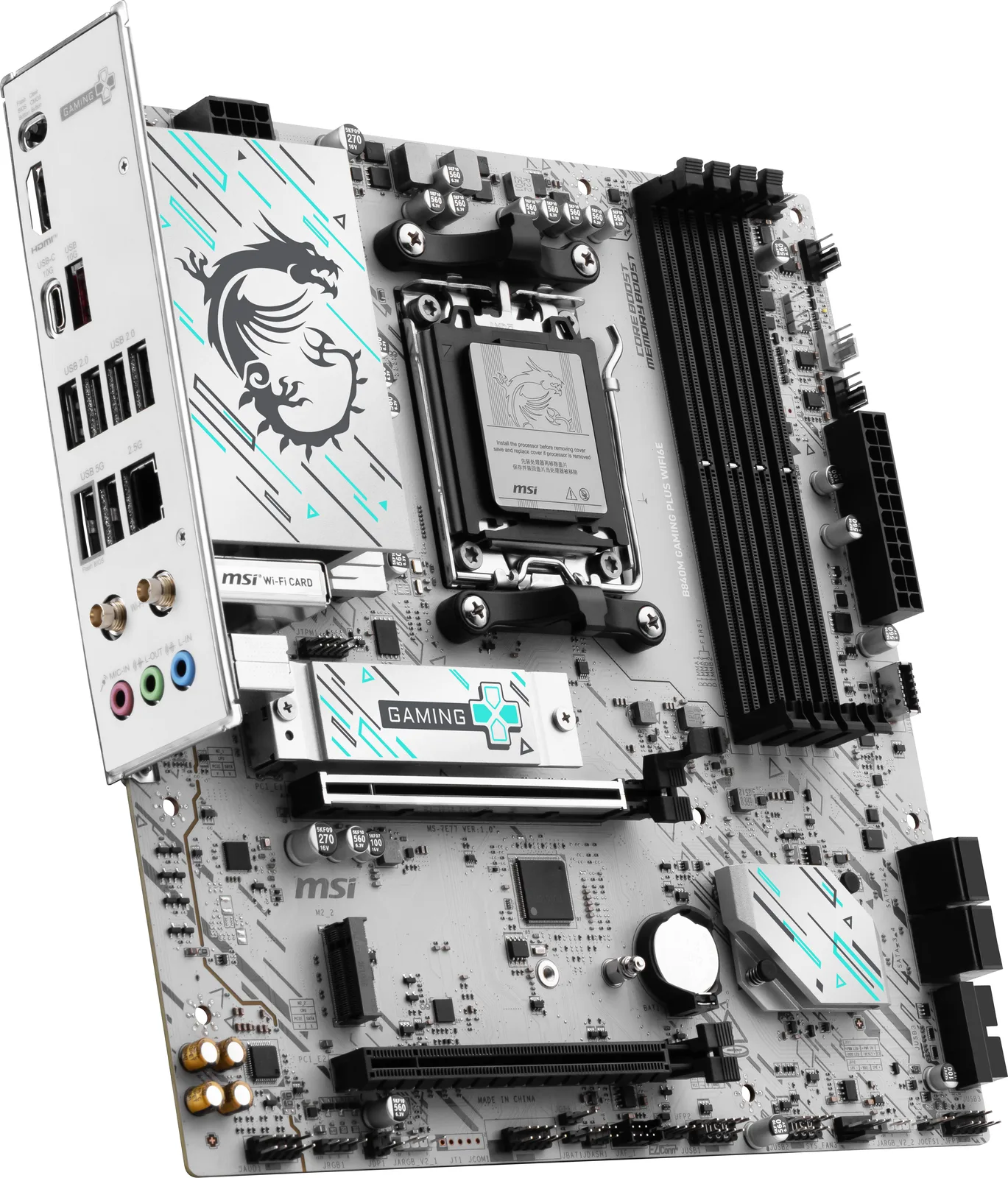 MSI B840M GAMING PLUS WIFI6E - Motherboard - micro ATX - Socket AM5 - AMD B840 Chipsatz - 2.5GB LAN, Wi-Fi 6E, Bluetooth, Ansicht 5