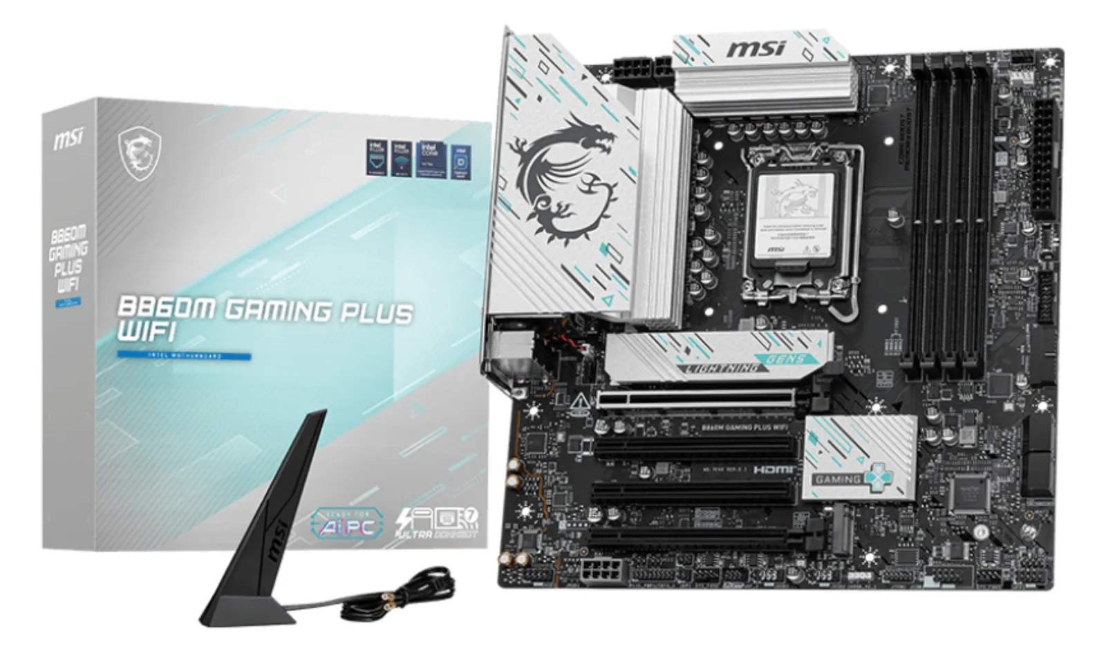 MSI B860M GAMING PLUS WIFI - Motherboard - micro ATX - LGA1851-Sockel - B860 Chipsatz - 5 Gigabit Ethernet, Wi-Fi 7, Ansicht 2