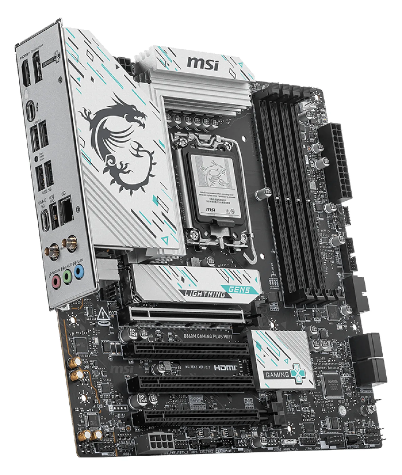 MSI B860M GAMING PLUS WIFI - Motherboard - micro ATX - LGA1851-Sockel - B860 Chipsatz - 5 Gigabit Ethernet, Wi-Fi 7, Ansicht 5