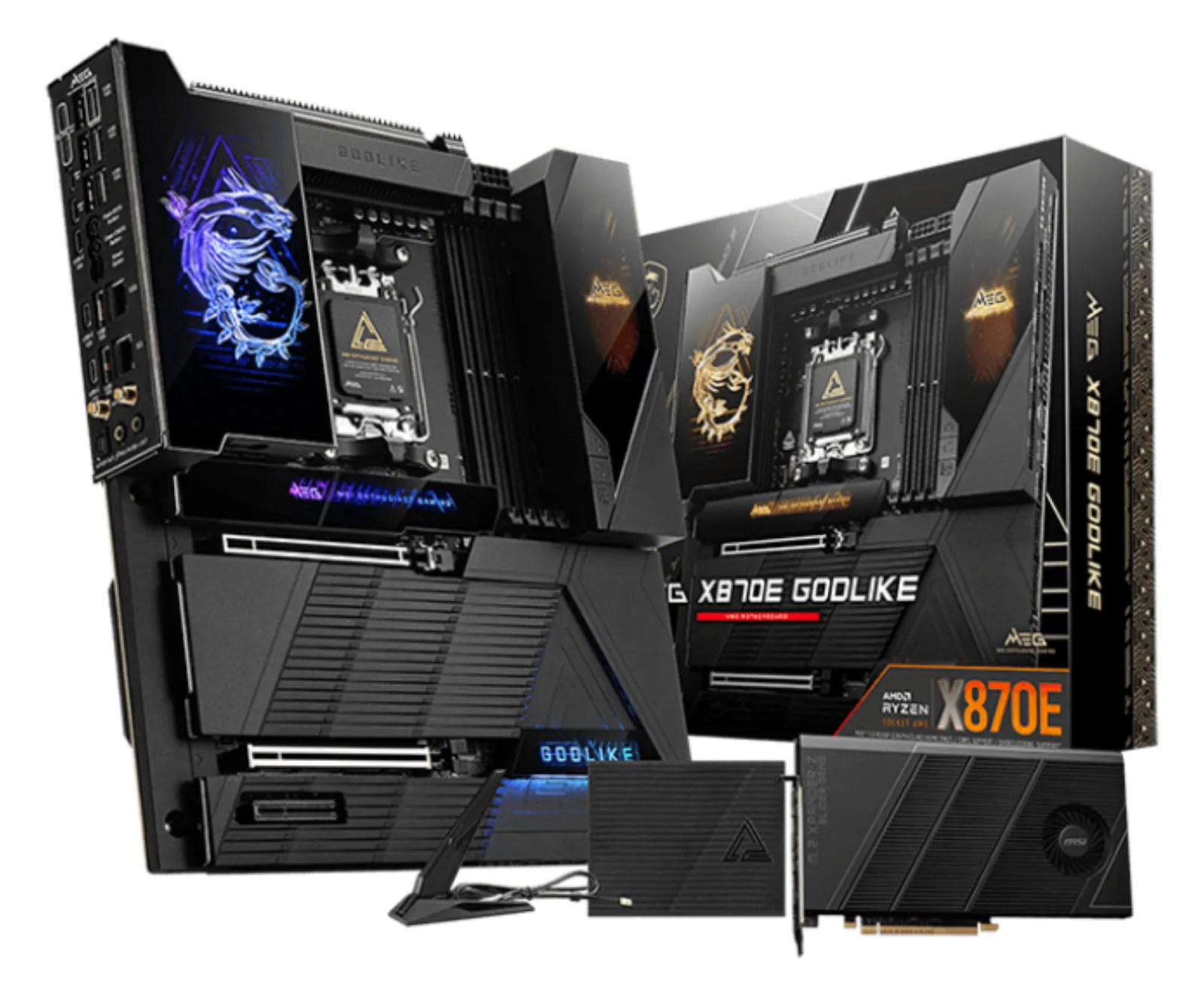 MSI MEG X870E GODLIKE - Motherboard - E-ATX - Socket AM5 - AMD X870E Chipsatz - USB-C 3.2 Gen 2x2, USB 3.2 Gen 2, Ansicht 2