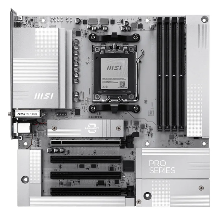 MSI PRO B850M-A WIFI PZ - Motherboard - micro ATX - Socket AM5 - AMD B850 Chipsatz  - 5 GB Ethernet, Wi-Fi 7, Bluetooth, Ansicht 2