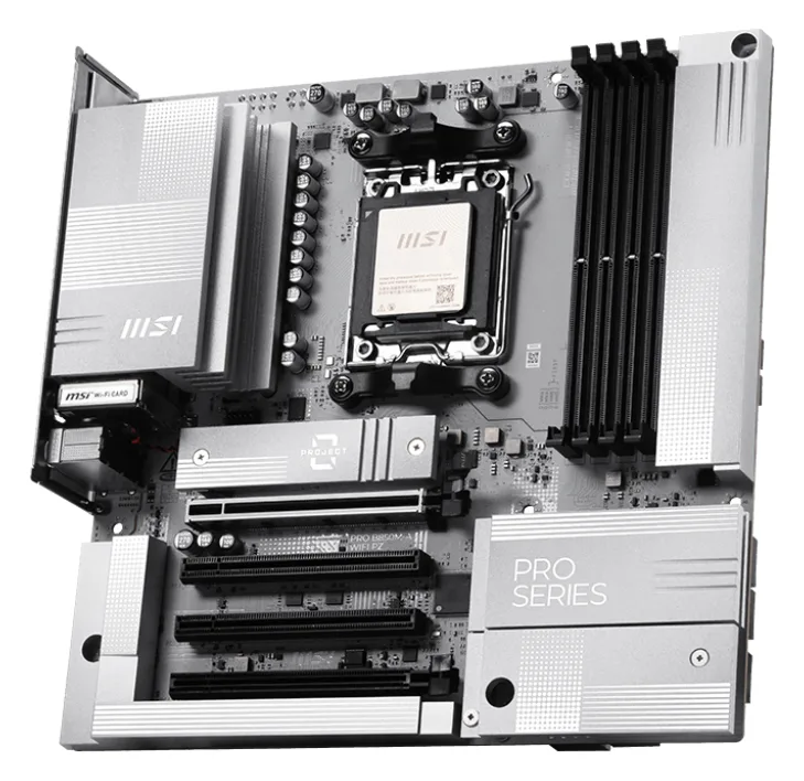 MSI PRO B850M-A WIFI PZ - Motherboard - micro ATX - Socket AM5 - AMD B850 Chipsatz  - 5 GB Ethernet, Wi-Fi 7, Bluetooth, Ansicht 3