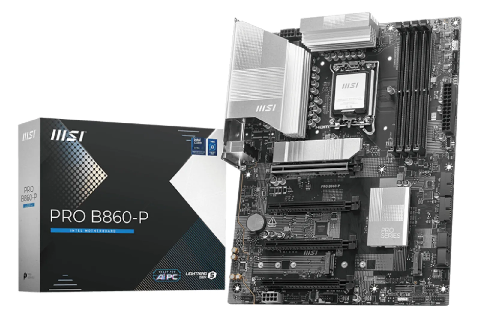 MSI PRO B860-P - Mainboard - ATX - LGA1851-Sockel - B860 Chipsatz - 5 Gigabit Ethernet, Ansicht 2
