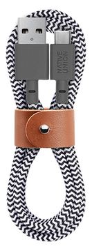 Native Union BELT-AC-ZEB-NP - 1,2 m - USB A - USB C - Schwarz - Weiß von LumaTech