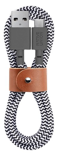 Native Union BELT-AC-ZEB-NP - 1,2 m - USB A - USB C - Schwarz - Weiß