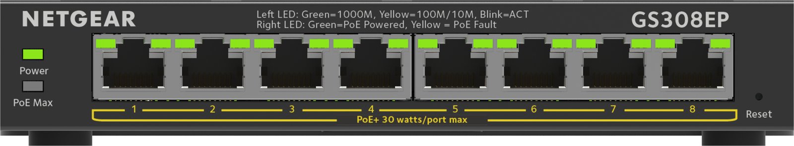 Netgear Plus GS308EP - Switch - Smart - 8 x 10/100/1000 (PoE+)