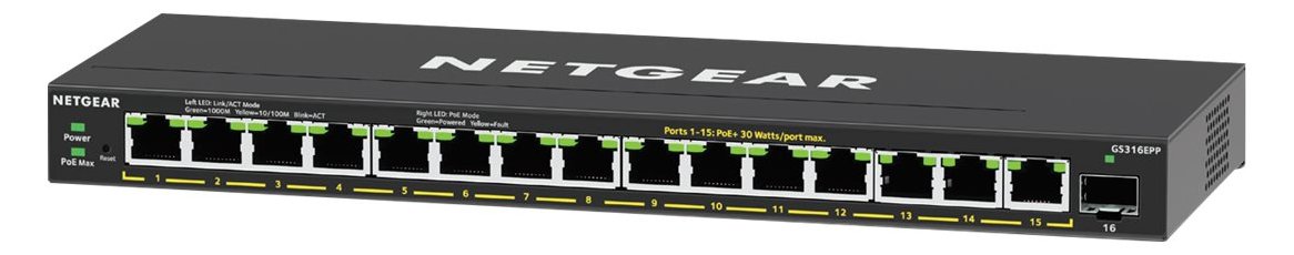 Netgear Plus GS316EPP - Switch - managed - 15 x 10/100/1000 (PoE+)