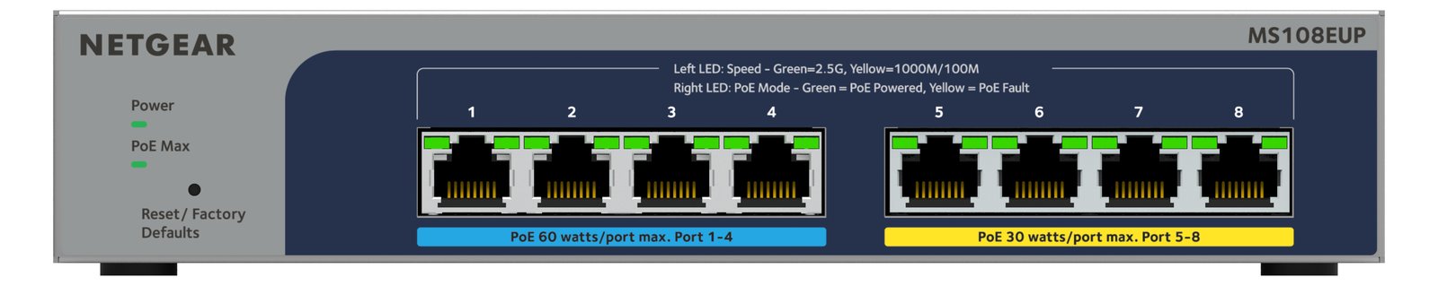 Netgear Plus MS108EUP - Switch - managed - 4 x 100/1000/2.5G (PoE++)