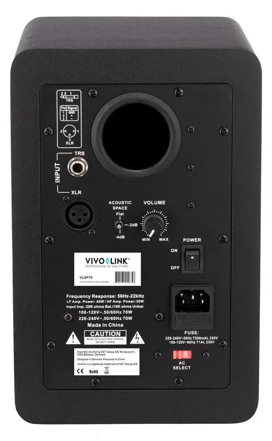VivoLink VLSP70 - 2-Wege - 1.0 Kanäle - Kabelgebunden - 50 W - 55 - 20000 Hz - Schwarz, Ansicht 3