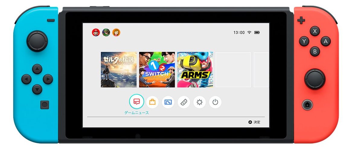 Nintendo Switch with Neon Blue and Neon Red Joy-Con