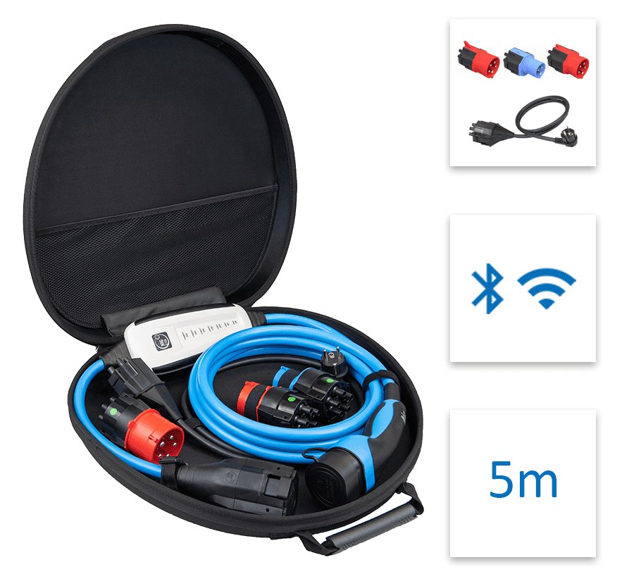 NRGkick Set Optimal - Typ 2 - 22 kW - 32 A - 5 m - Überspannung - Überhitzung - Unterspannung - Schwarz - Blau - Rot
