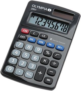 Olympia 2501 - Desktop - Einfacher Taschenrechner - 8 Ziffern - Batterie/Solar - Schwarz - Blau - Grau