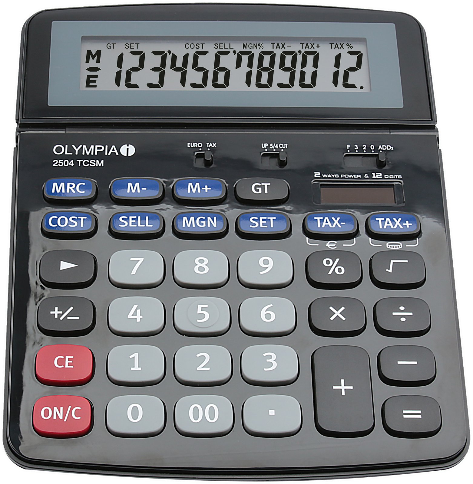 Olympia 2504 - Desktop - Finanzrechner - 12 Ziffern - Batterie/Solar - Schwarz - Blau - Grau
