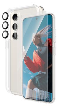 PanzerGlass 3-in-1 Schutzpacket - hintere Abdeckung für Samsung Galaxy S24 - ultraweite Passform mit EasyAligner von LumaTech