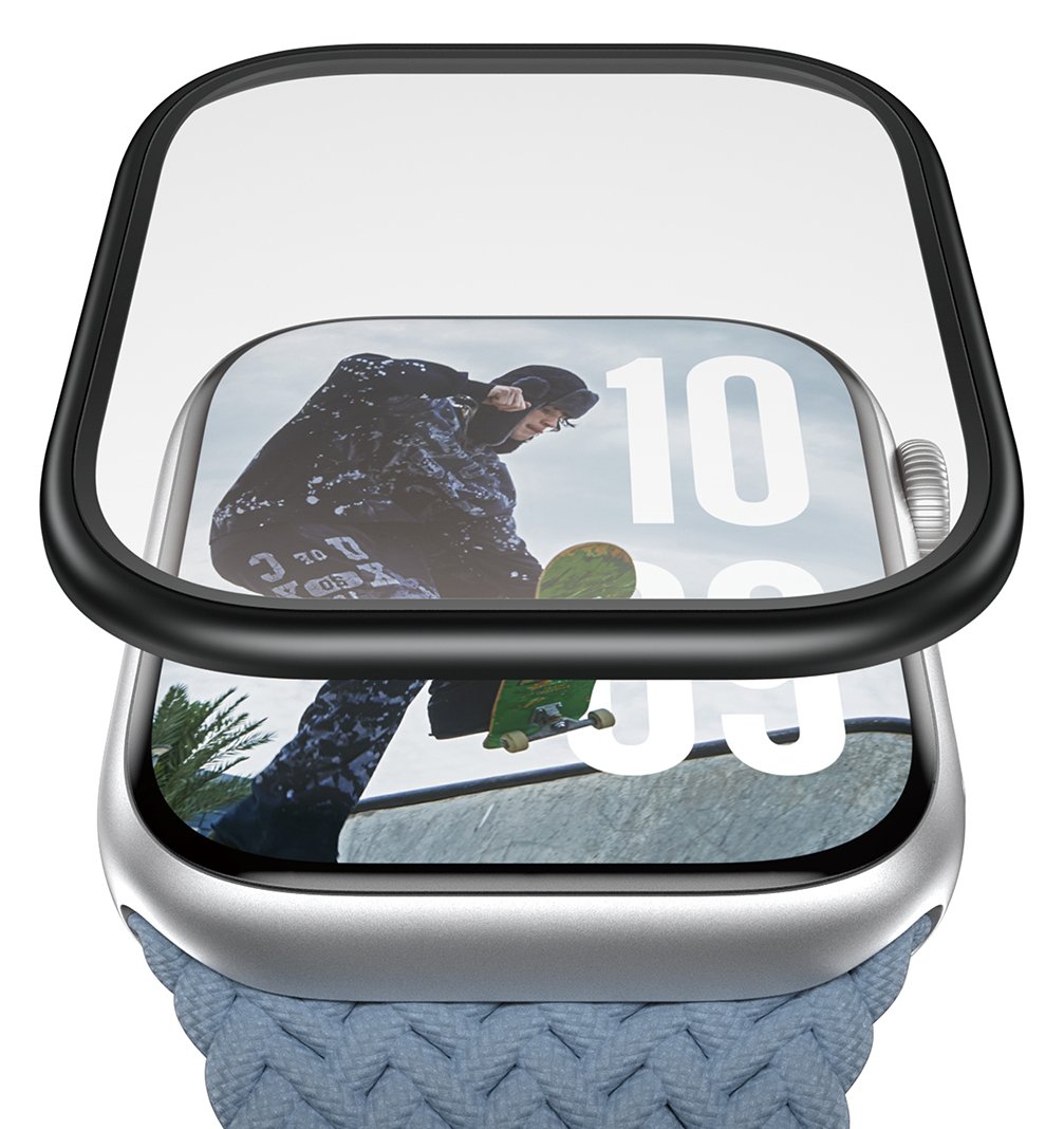PanzerGlass Screen Protector w. Black Metal Frame Apple Watch
