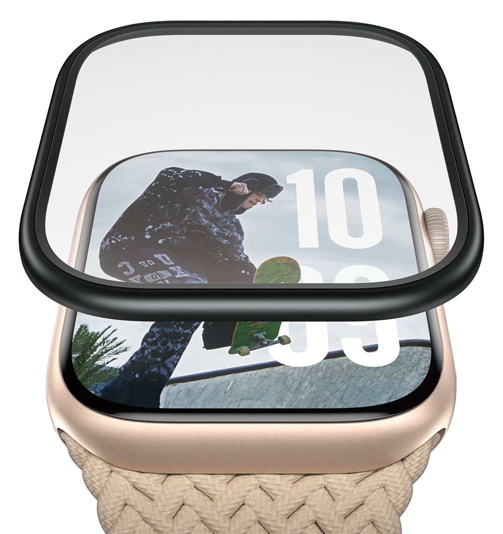 PanzerGlass Screen Protector w. Black Metal Frame Apple Watch - 44,92 x 38,68 mm
