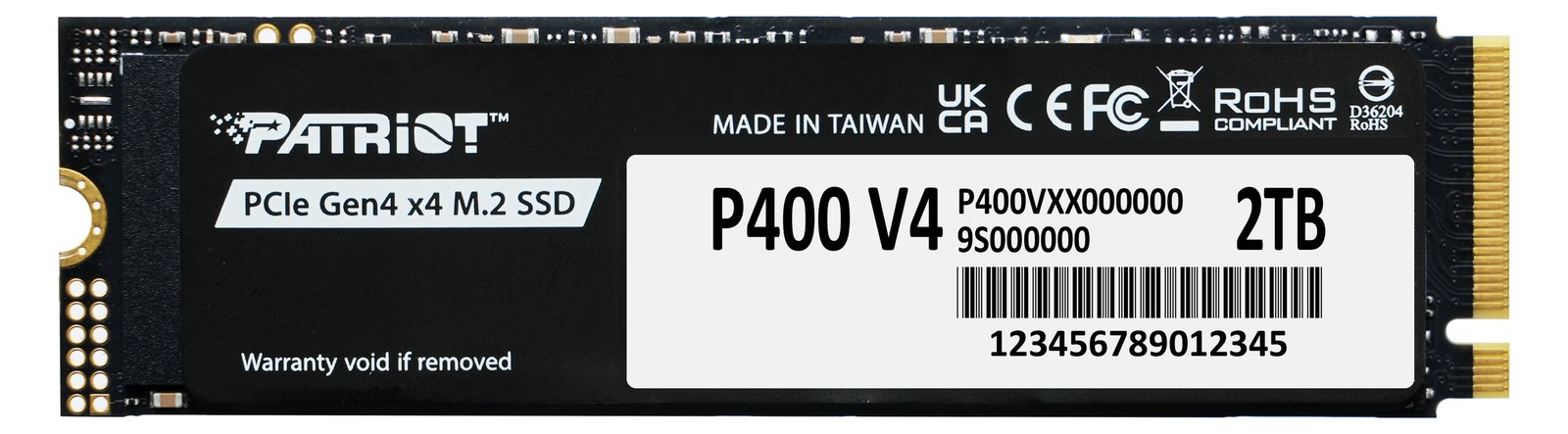 PATRIOT P400 V4 - SSD - 2 TB - intern - M.2 2280 - PCIe 4.0 x4 (NVMe)
