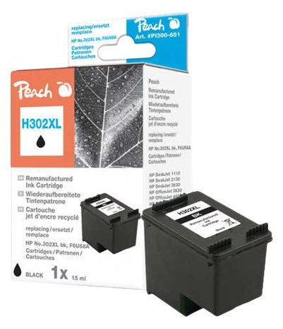 Peach 15 ml - Schwarz - kompatibel - Tintenpatrone (Alternative zu: HP 302XL)