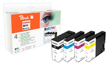 Peach Combi-Pack C2500XL - 4er-Pack - Schwarz, Gelb, Cyan, Magenta - (Alternative zu: Canon PGI-2500XL BK,...)