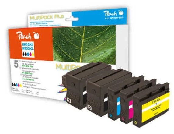 Peach Combi-Pack PLUS - 5er-Pack - Schwarz, Gelb, Cyan, Magenta - Tintenpatrone (Alternative zu: HP 932XL, HP 933XL), Ansicht 2