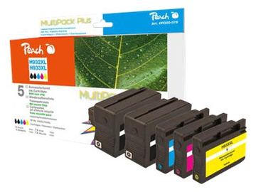Peach Combi-Pack PLUS - 5er-Pack - XL - Schwarz, Gelb, Cyan, Magenta - Tintenpatrone(Alternative zu: HP 932XL, HP 933XL) von LumaTech