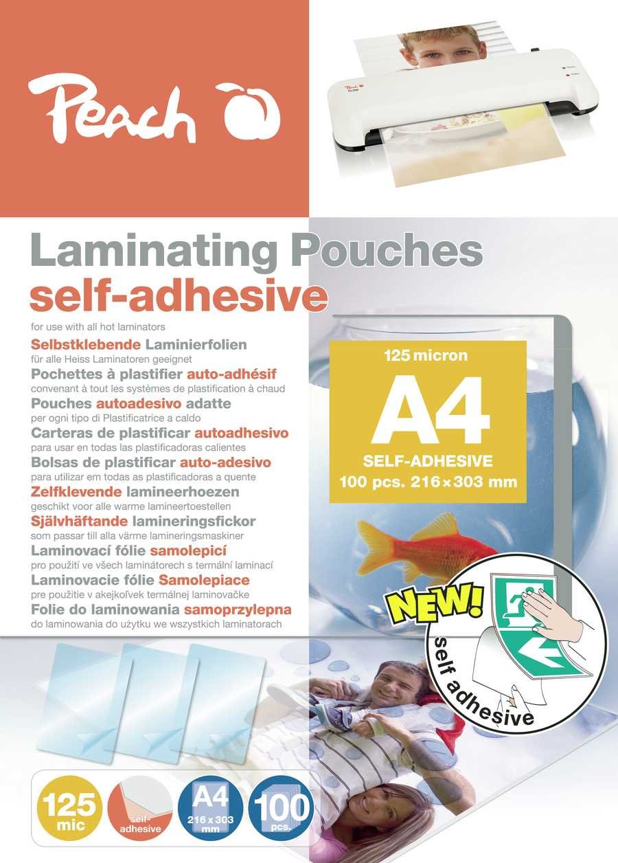 Peach Laminierfolien A4 303x216mm 125mic selbstklebend