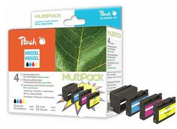 Peach Multi Pack - 4er-Pack - Schwarz, Gelb, Cyan, Magenta - Tintenpatrone (Alternative zu: HP 932XL, HP 933XL,...) von LumaTech