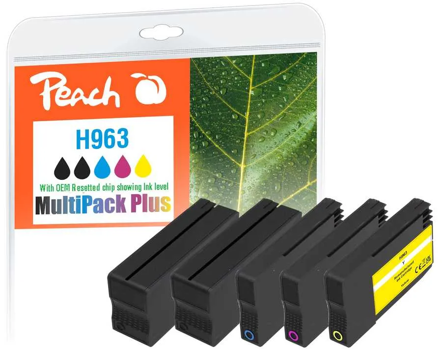 Peach Patrone HP Nr.963 MultiPack Plus OEM reset 2xbk c m y remanufactured - Wiederaufbereitet - Kompatibel, Ansicht 2