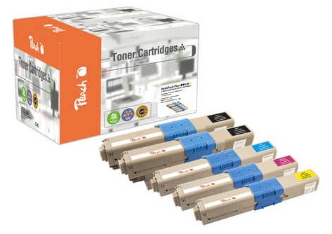 Peach Saving Pack PLUS - 5er-Pack - Schwarz, Gelb, Cyan, Magenta - Tonerpatrone (Alternative zu: OKI 44469704,...)