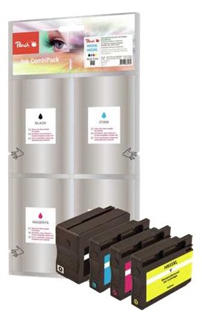 Peach Spar Pack - 4er-Pack - Schwarz, Gelb, Cyan, Magenta - Tintenpatrone (Alternative zu: HP 932XL, HP 933XL)