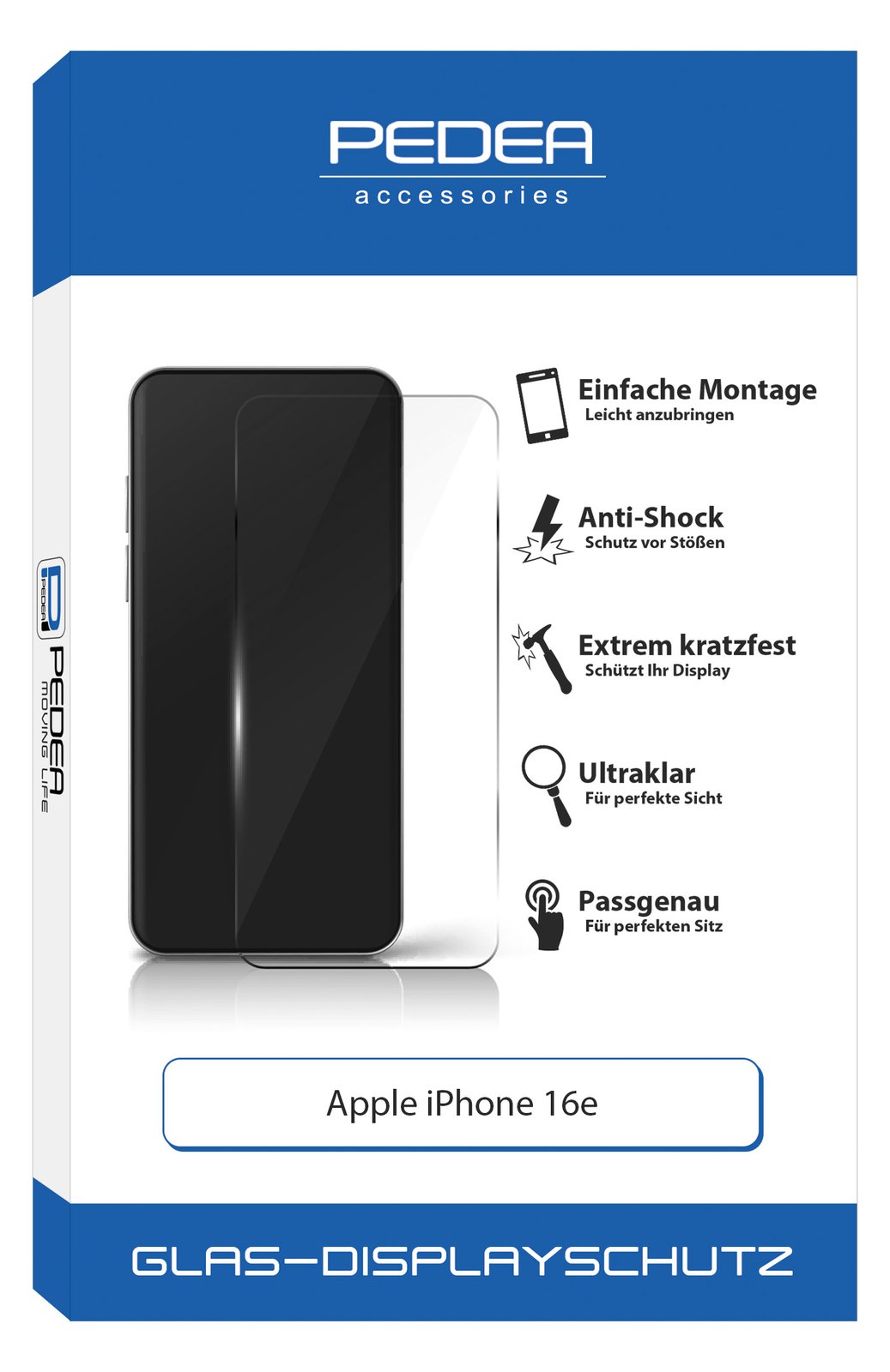 PEDEA Display-Schutzglas für Apple iPhone 16e