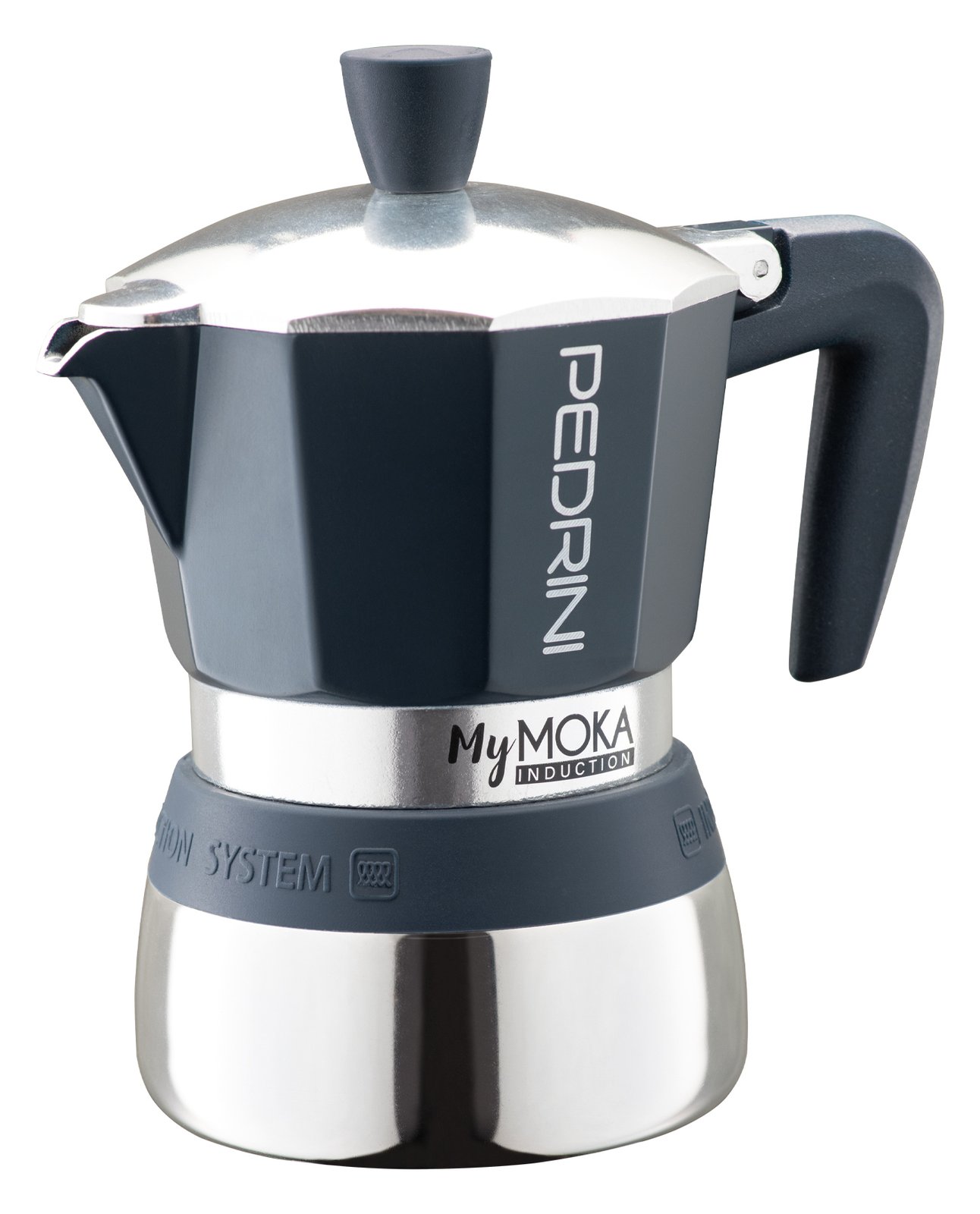 Pedrini MyMoka induction - Mokka-Kanne - Blau - Edelstahl - Aluminium - Silikon - Edelstahl - 3 Tassen