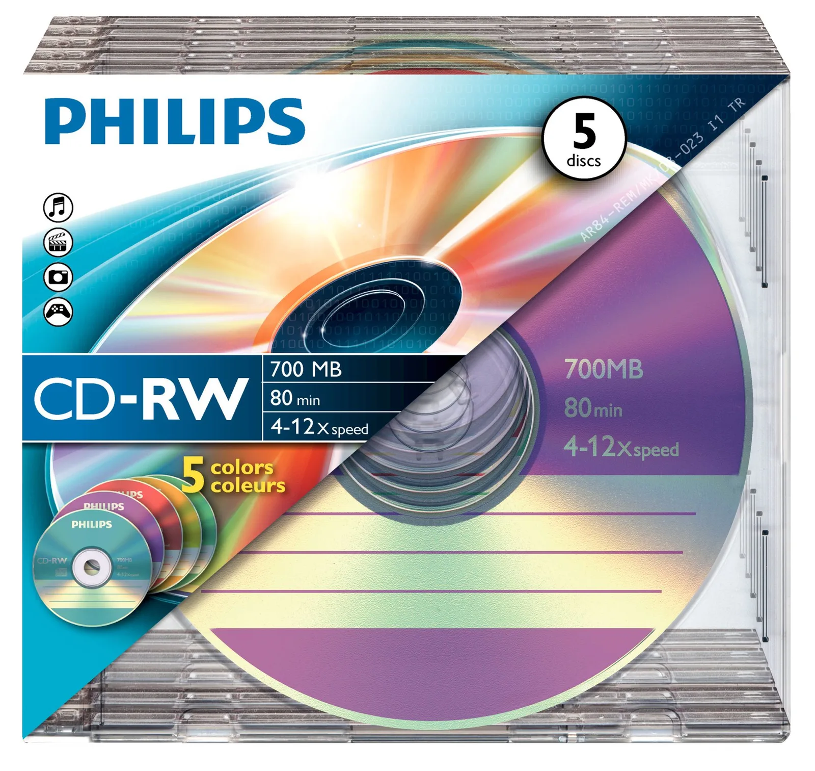 Philips 5 x CD-RW - 700 MB (80 Min) 4x - 12x, Ansicht 2
