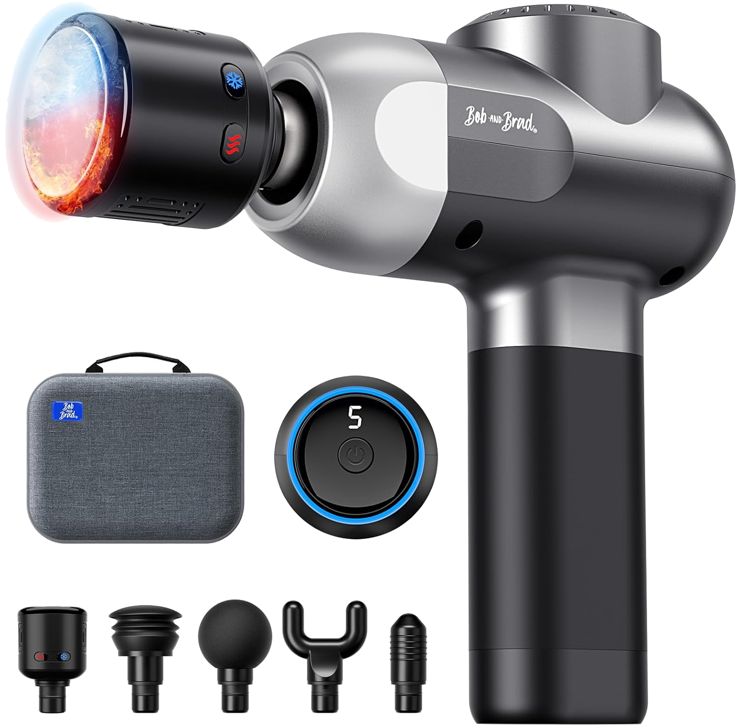 Massagepistole mit Wärme und Kältetherapie, Bob and Brad C2 Pro Tiefengewebsmassagegerät mit Wärme, Professionelles Elektrisches Massagegerät für Zuhause, Fitnessstudio, Erholung, Schmerzlinderung