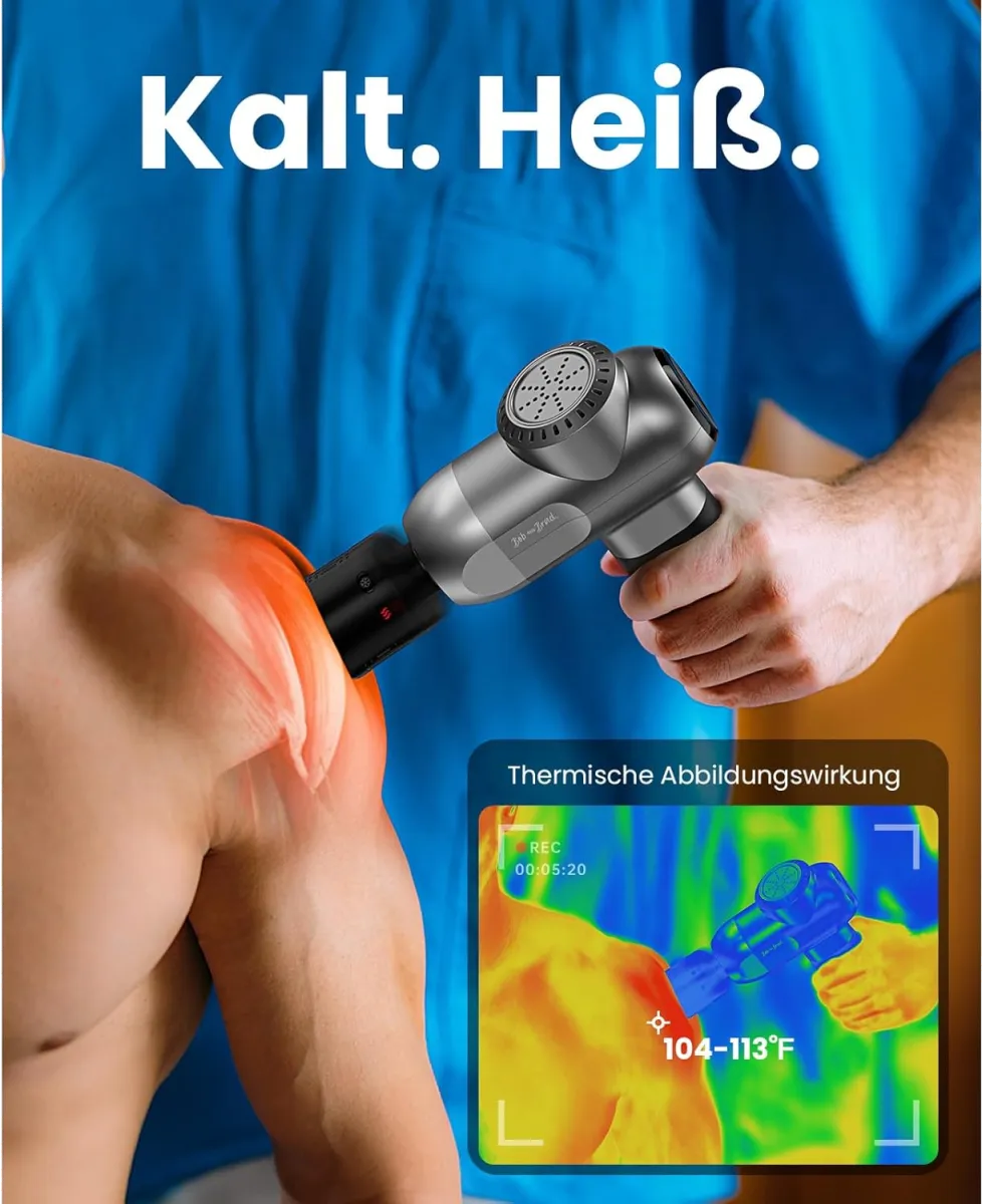 Massagepistole mit Wärme und Kältetherapie, Bob and Brad C2 Pro Tiefengewebsmassagegerät mit Wärme, Professionelles Elektrisches Massagegerät für Zuhause, Fitnessstudio, Erholung, Schmerzlinderung — Bild 3