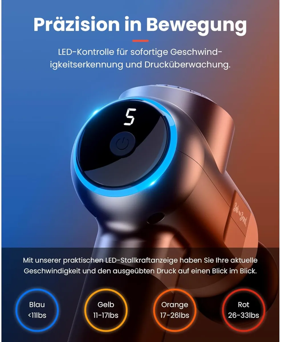 Massagepistole mit Wärme und Kältetherapie, Bob and Brad C2 Pro Tiefengewebsmassagegerät mit Wärme, Professionelles Elektrisches Massagegerät für Zuhause, Fitnessstudio, Erholung, Schmerzlinderung — Bild 4