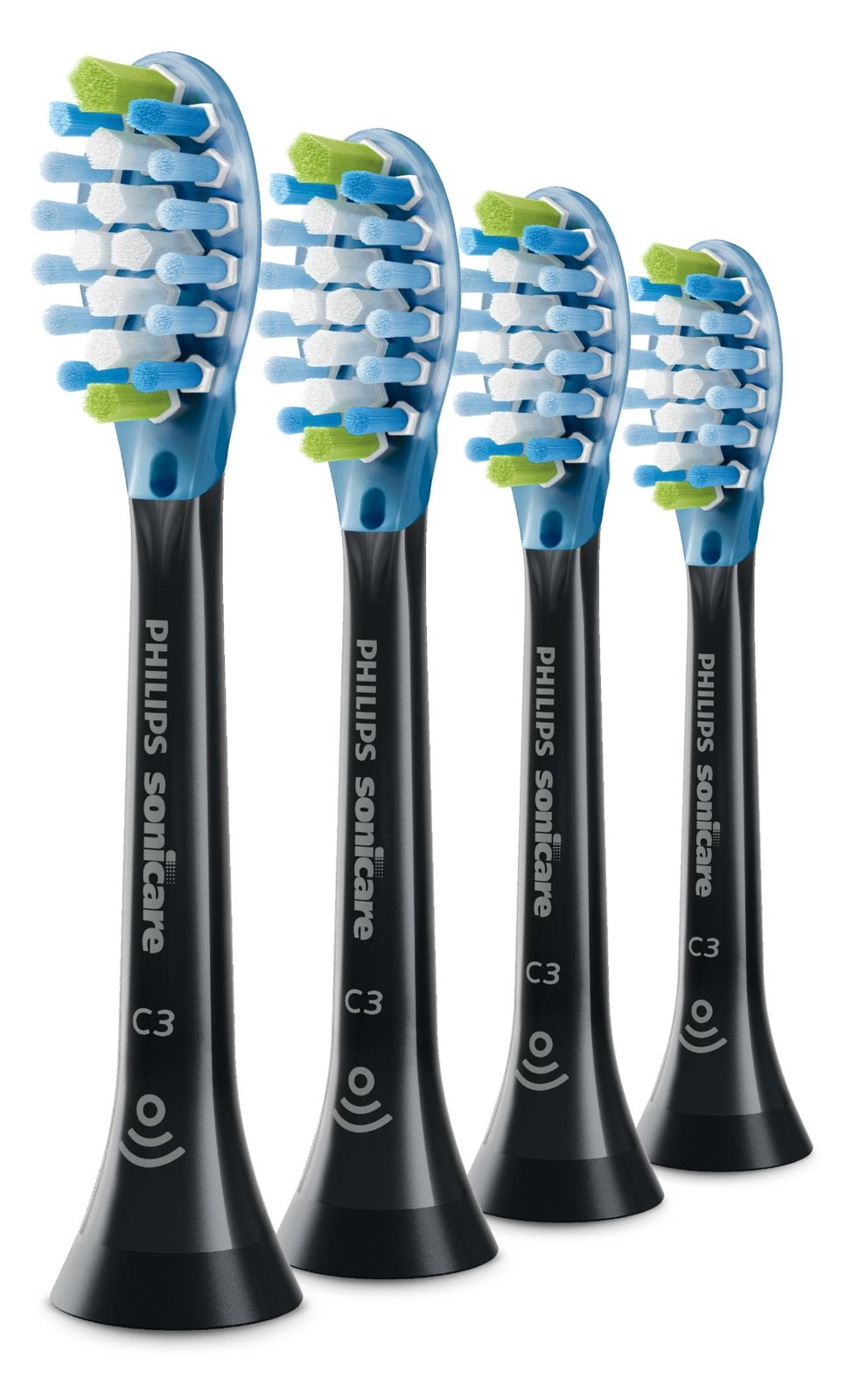 Philips Sonicare C3 Premium HX9044 Plaque Control - Austausch-Bürstenkopf - für Zahnbürste - Schwarz (Packung mit 4)