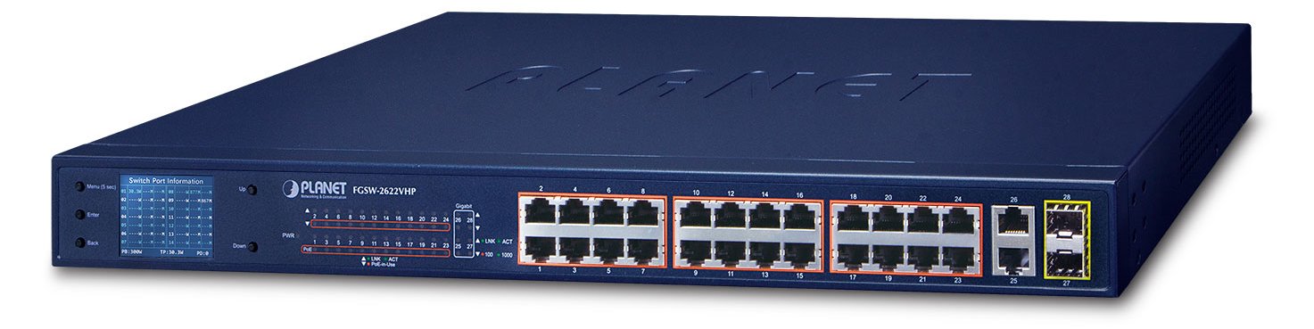 Planet FGSW-2622VHP - Switch - unmanaged - 24 x 10/100 (PoE+)