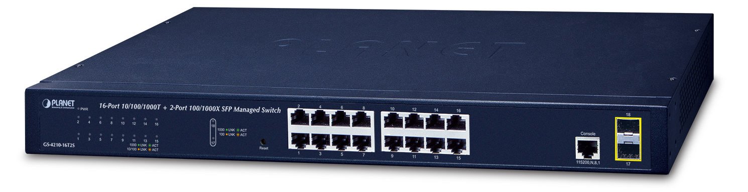Planet GS-4210-16T2S - Switch - managed - 16 x 10/100/1000 + 2 x SFP