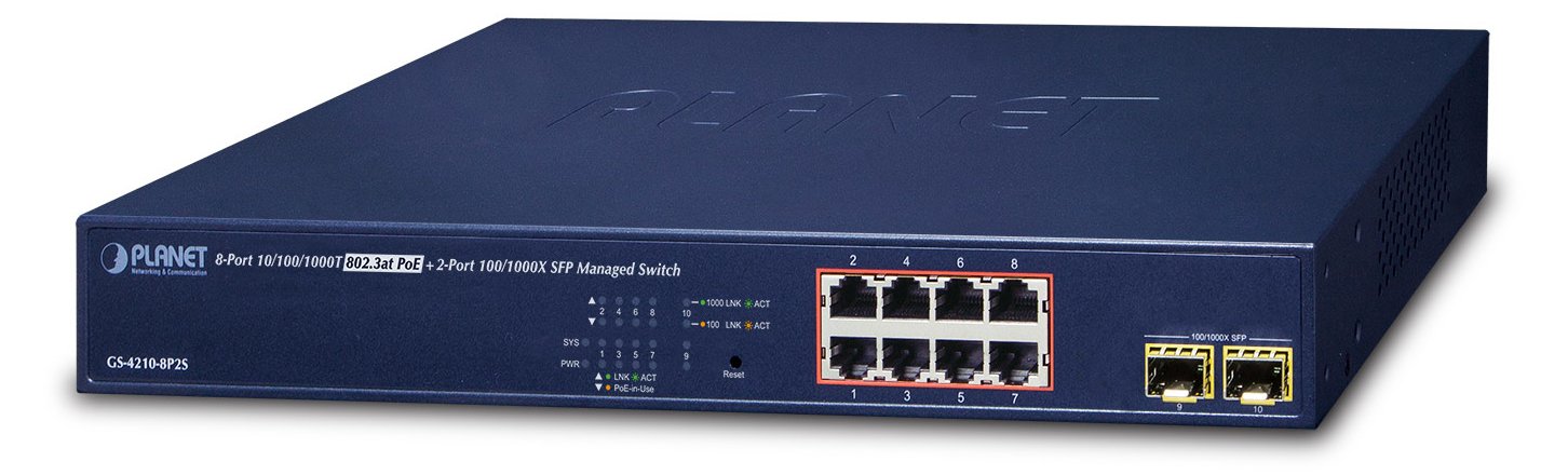 Planet GS-4210-8P2S - Switch - L4 - managed - 8 x 10/100/1000 (PoE+)
