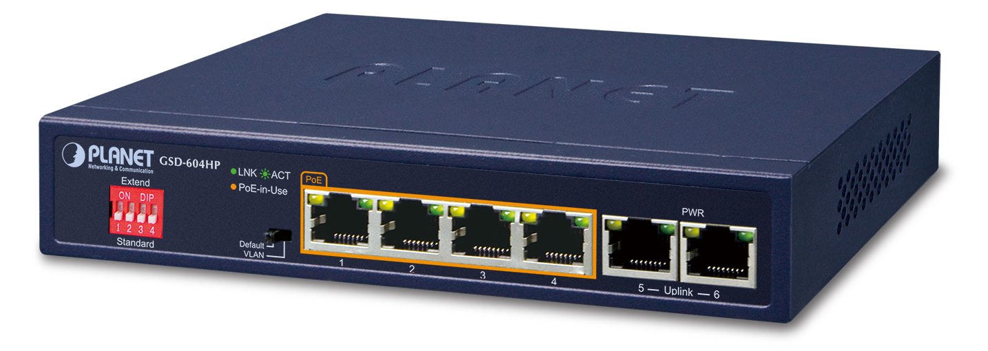 Planet GSD-604HP - Switch - 4 x 10/100/1000 (PoE+)
